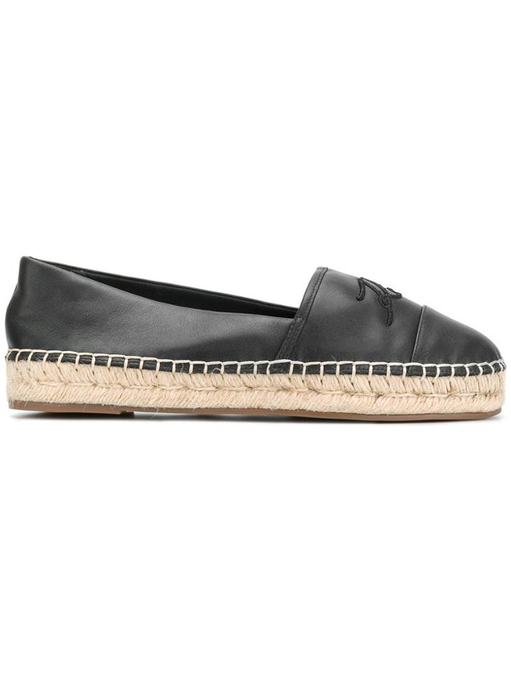 Karl Lagerfeld Logo Embroidered Espadrilles - Black