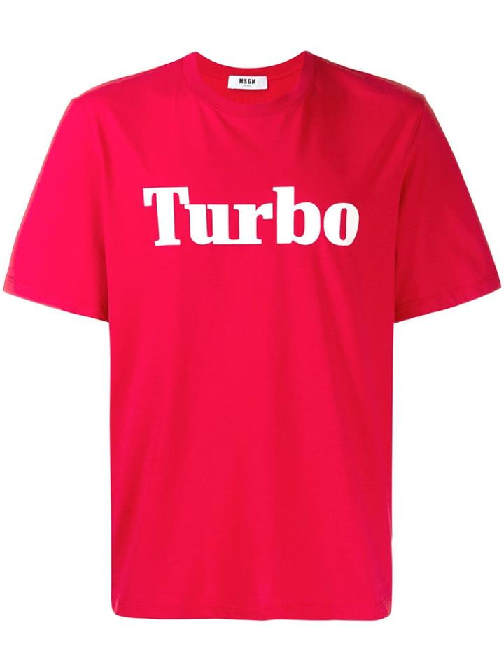 Msgm Turbo Slogan Print T-shirt - Red