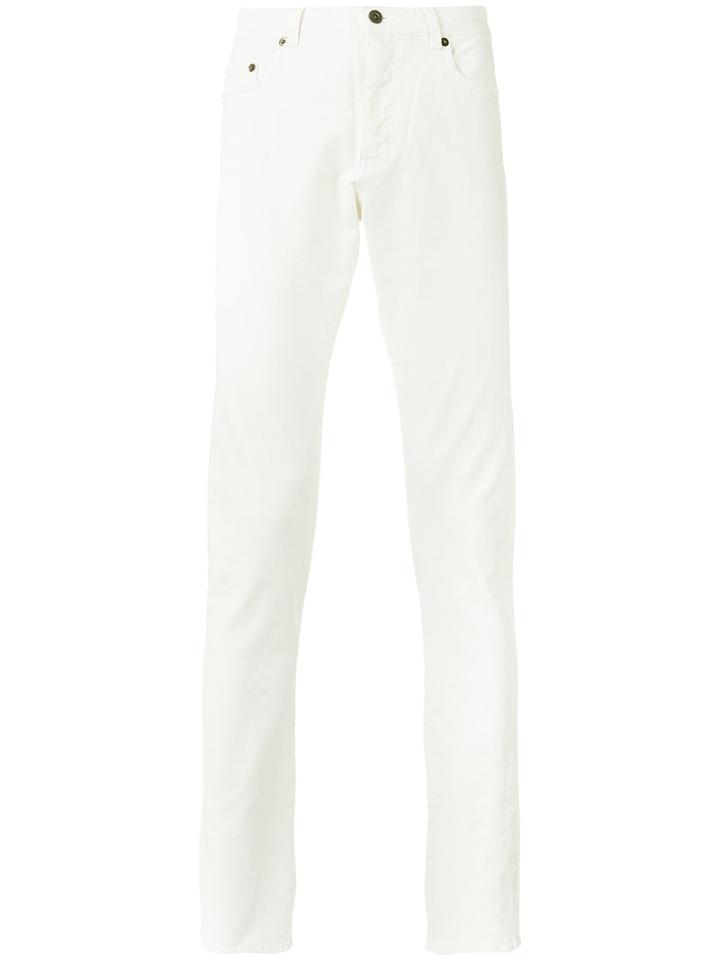 No21 Slim-fit Trousers, Men's, Size: 31, White, Cotton/spandex/elastane
