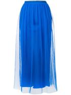 Maison Margiela Sheer Layered Micropleated Midi Skirt - Blue