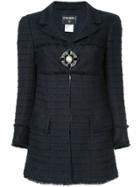 Chanel Vintage Brooch Boucle Jacket - Blue
