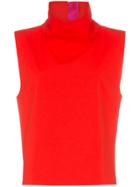 Halpern Sleeveless Turtleneck Top - Red