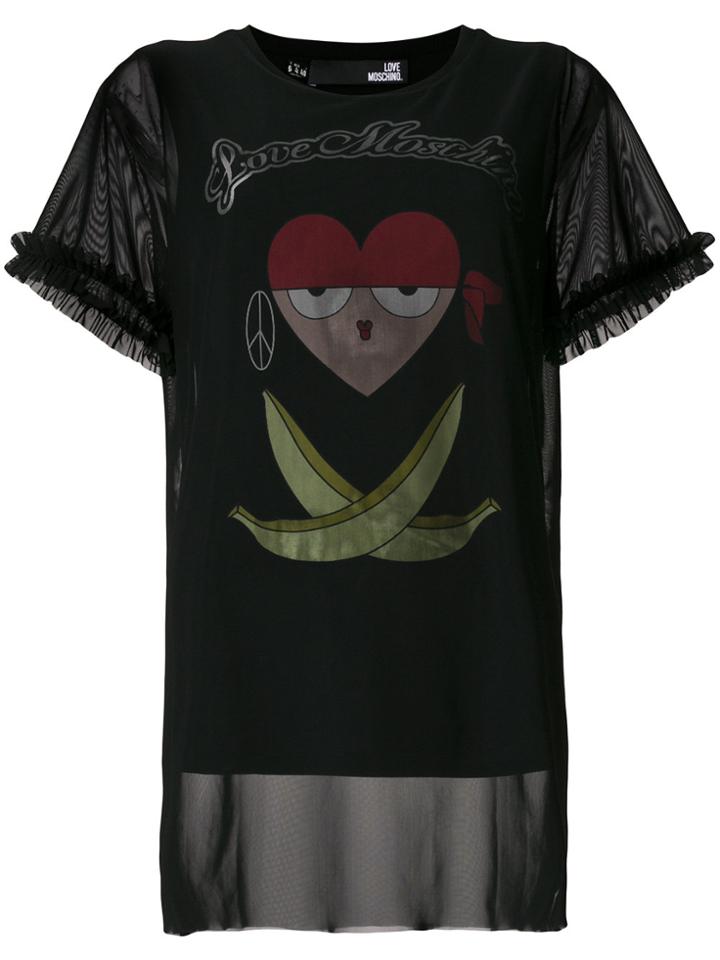 Love Moschino Tulle Overlay Graphic T-shirt - Black