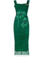 Dolce & Gabbana Sleeveless Embellished Tulle Bodycon Dress, Women's, Size: 40, Green, Silk/cotton/nylon/glass