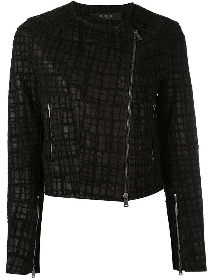 Federica Tosi Embroidered Biker Jacket - Black