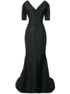 Carolina Herrera V-neck Mermaid Gown - Black