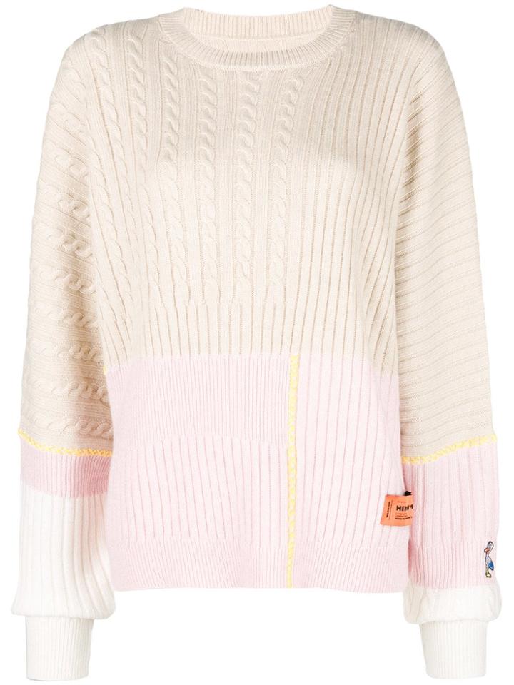 Heron Preston Colour-block Long Sleeve Sweater - Nude & Neutrals