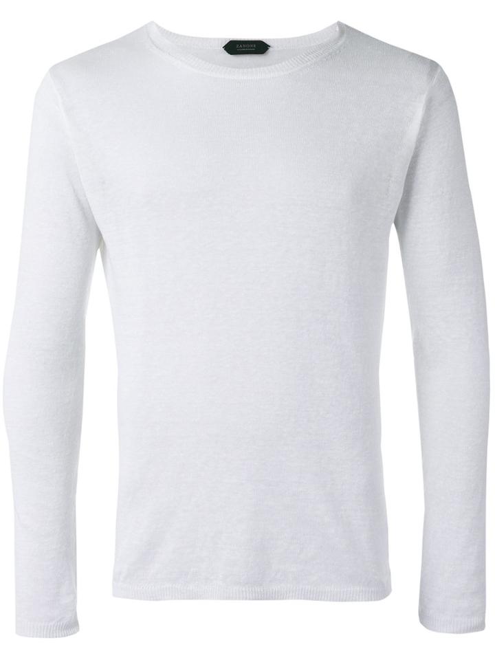 Zanone Fine Knit Jumper, Men's, Size: 50, White, Linen/flax