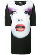 Jeremy Scott - Face Print T-shirt Dress - Women - Polyester/other Fibers - 38, Black, Polyester/other Fibers