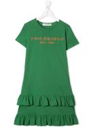 Philosophy Di Lorenzo Serafini Kids Logo Frill Dress - Green