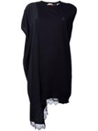 No21 - Asymmetric Lace Trim Tank Dress - Women - Cotton/polyamide - 40, Black, Cotton/polyamide
