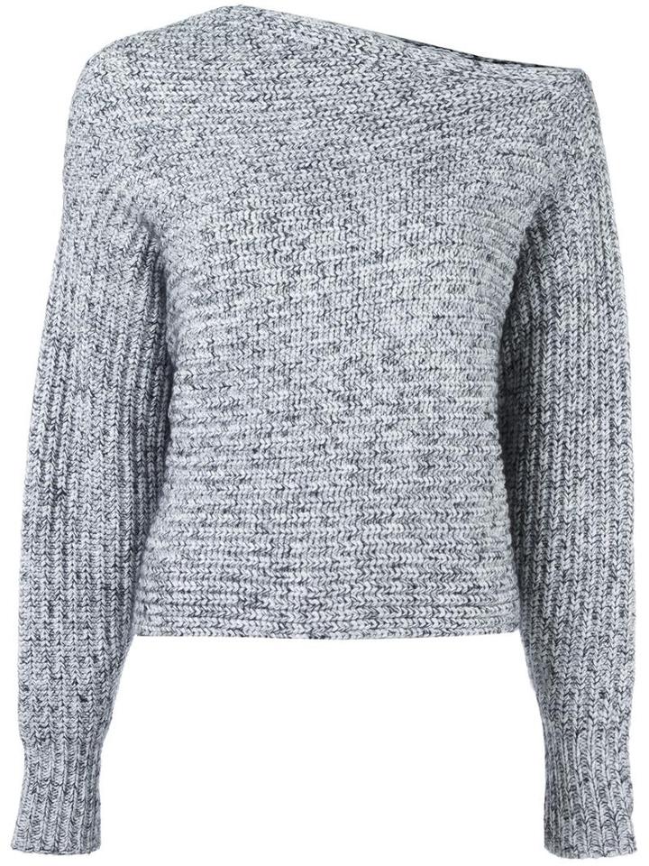 T By Alexander Wang Asymmetric Neck Jumper, Women's, Size: Medium, White, Cotton/acrylic/nylon/mohair