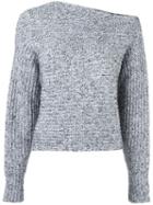 T By Alexander Wang Asymmetric Neck Jumper, Women's, Size: Medium, White, Cotton/acrylic/nylon/mohair