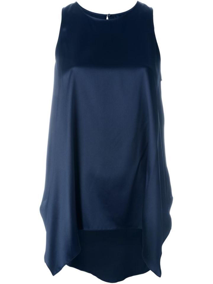 Brunello Cucinelli Draped Sleeveless Top, Women's, Size: M, Blue, Silk/spandex/elastane