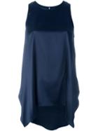 Brunello Cucinelli Draped Sleeveless Top, Women's, Size: M, Blue, Silk/spandex/elastane