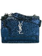 Saint Laurent Glitter Crossbody Bag, Women's, Blue