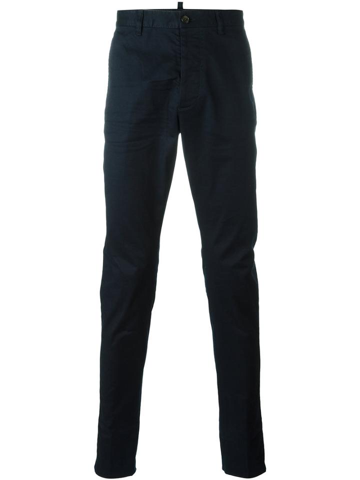 Dsquared2 Slim Fit Chinos, Men's, Size: 52, Blue, Cotton/spandex/elastane