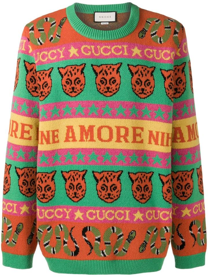Gucci Knit Tiger Patch Jumper - Orange