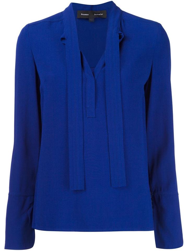 Proenza Schouler V-neck Blouse, Women's, Size: 0, Blue, Acetate/viscose