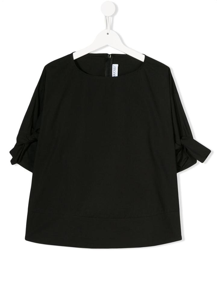 Simonetta Teen Bow Sleeve Blouse - Black