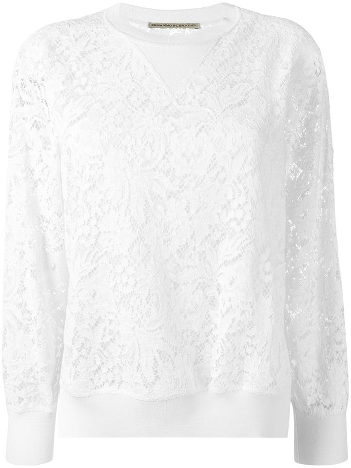 Ermanno Scervino Lace Blouse, Women's, Size: 44, White, Cotton/viscose/polyamide/silk
