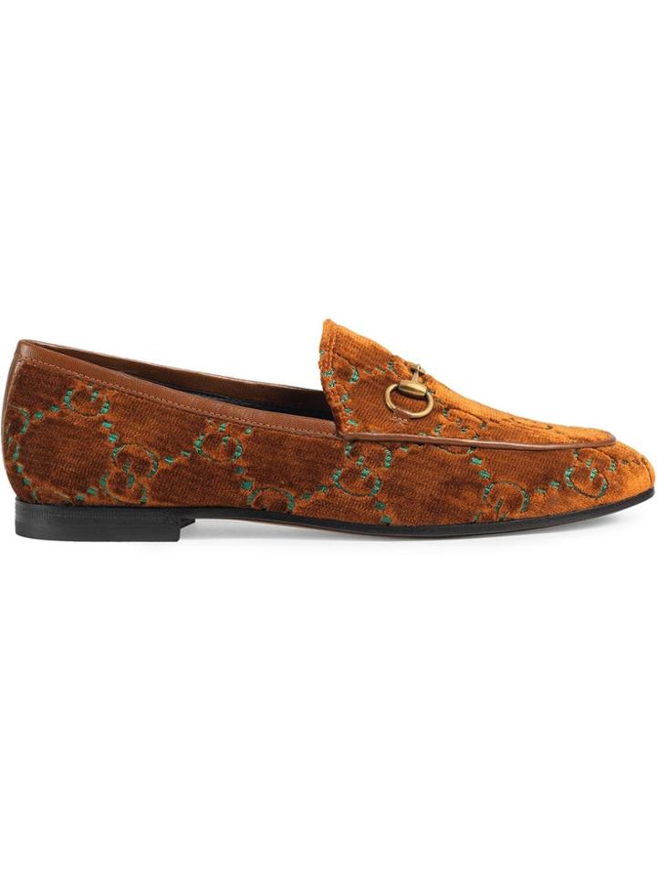 Gucci Gucci Jordaan Gg Velvet Loafer - Brown