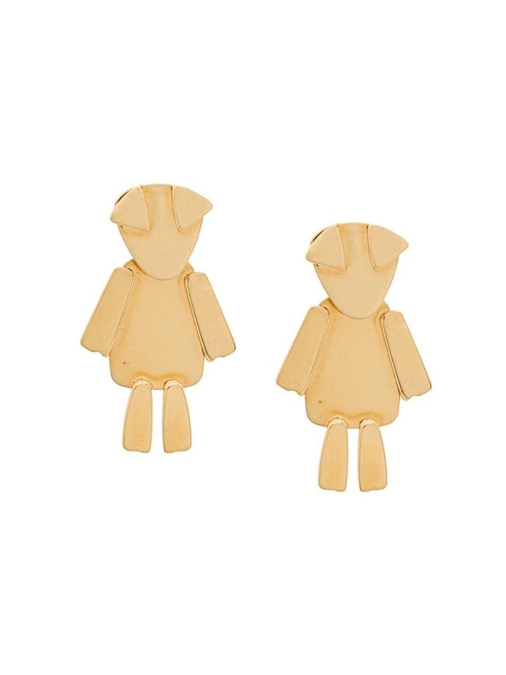 Marni Screw Earrings In Metal With Animal Pendant - Gold
