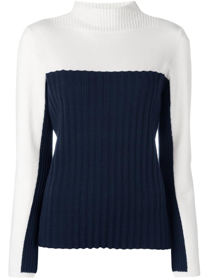Cédric Charlier Ribbed Panel Jumper - Blue