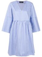 Department 5 Flared V-neck Shirt Dress - Blue