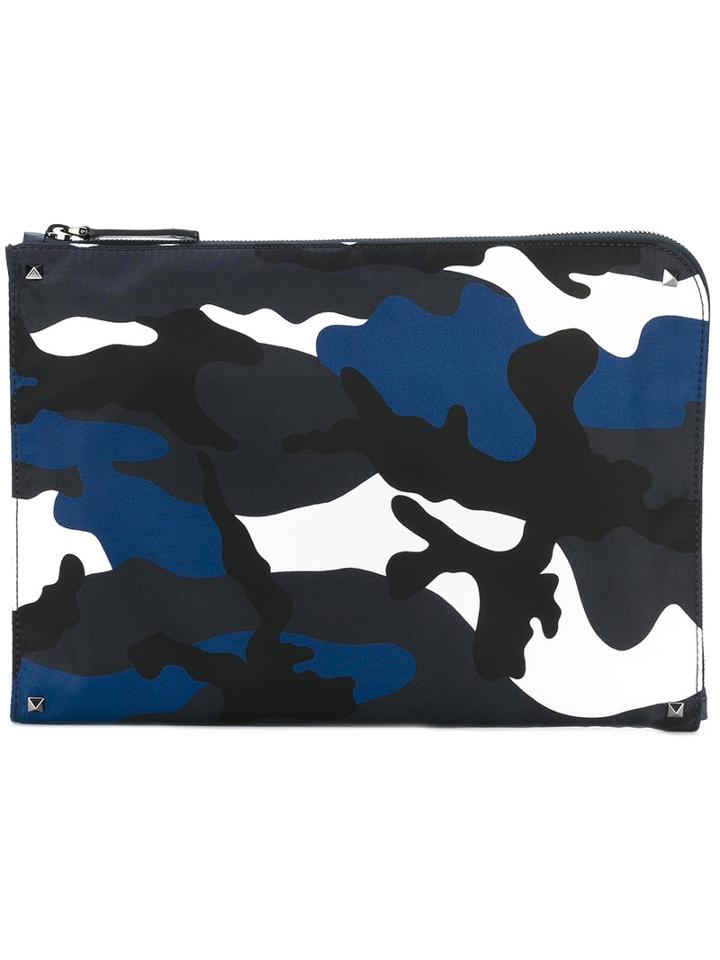 Valentino - Valentino Garavani Rockstud Clutch - Men - Polyester - One Size, Blue, Polyester
