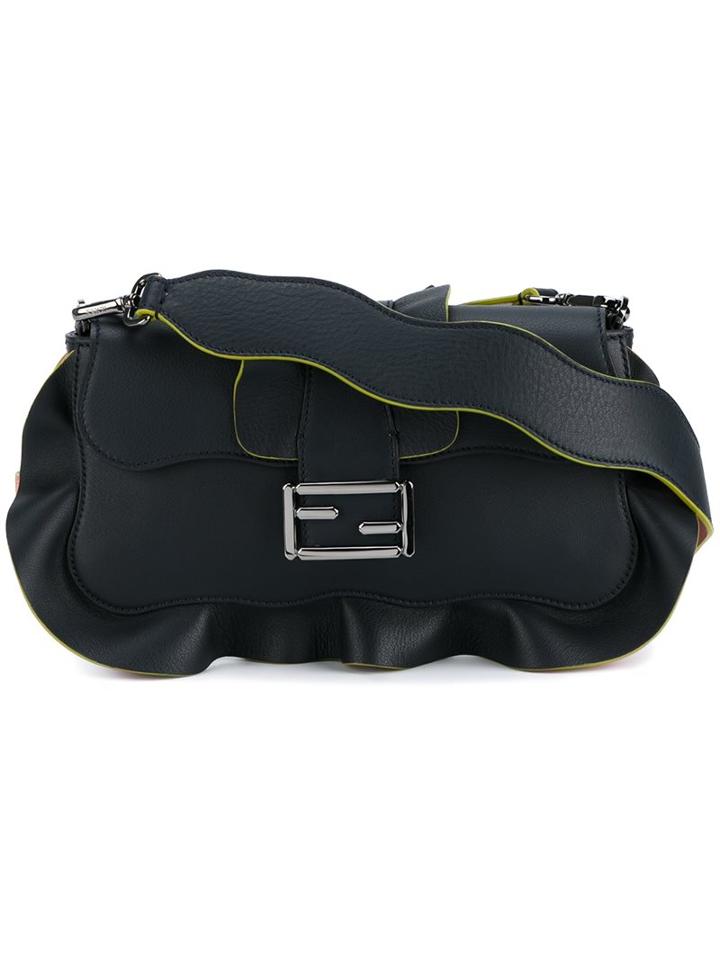 Fendi Ruffled 'baguette' Shoulder Bag, Women's, Blue