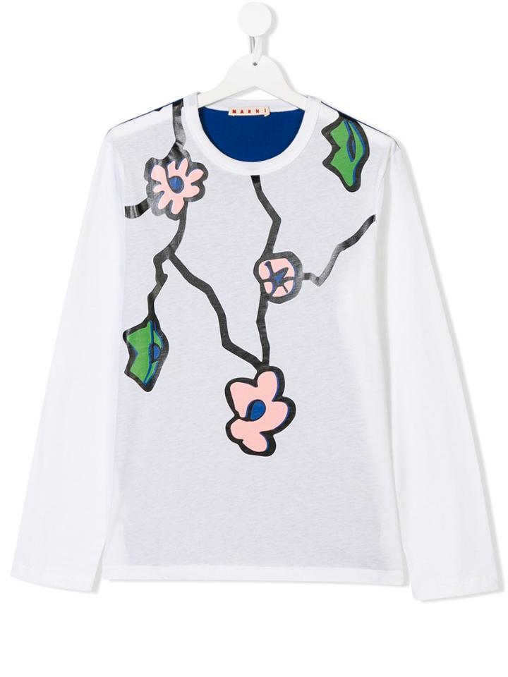 Marni Kids Floral Print Top - White