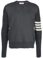 Thom Browne Stripe Detail Sweatshirt - Grey