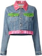 Jeremy Scott Colour Block Cropped Jacket, Women's, Size: 42, Blue, Cotton/other Fibers/pvc