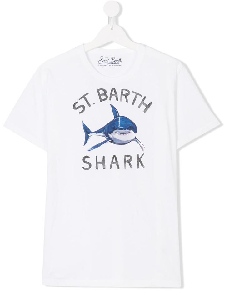 Mc2 Saint Barth Kids Shark Print T-shirt - White