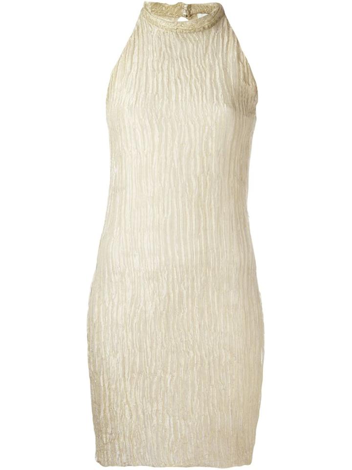 Romeo Gigli Vintage Creased Effect Mini Dress - Metallic