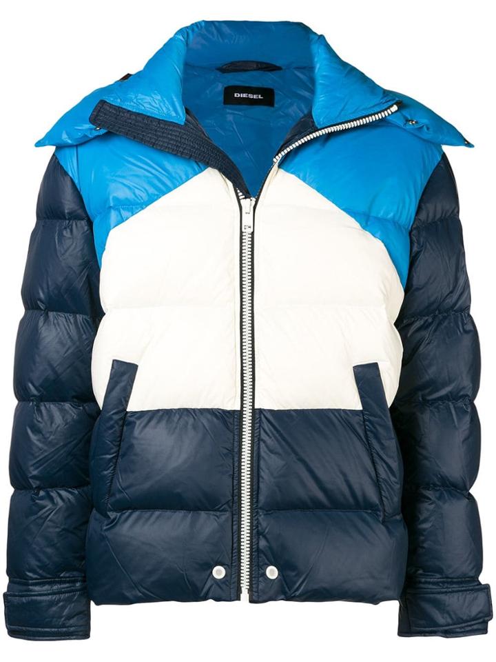 Diesel Color Blocked Puffer - Blue