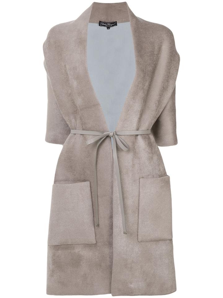 Salvatore Ferragamo Belted Shawl Coat - Nude & Neutrals