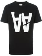 Wood Wood Logo Print T-shirt, Men's, Size: Large, Black, Cotton