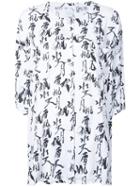 Ikumi - Printed Button Top - Women - Rayon - L, White, Rayon