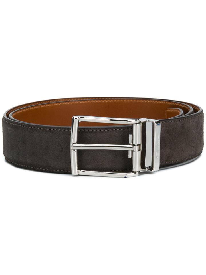 Santoni Textured Buckle Belt - Grey