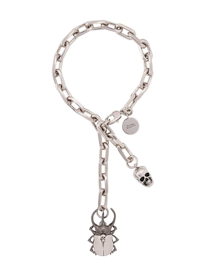 Alexander Mcqueen Skull Pendant Bracelet - Silver