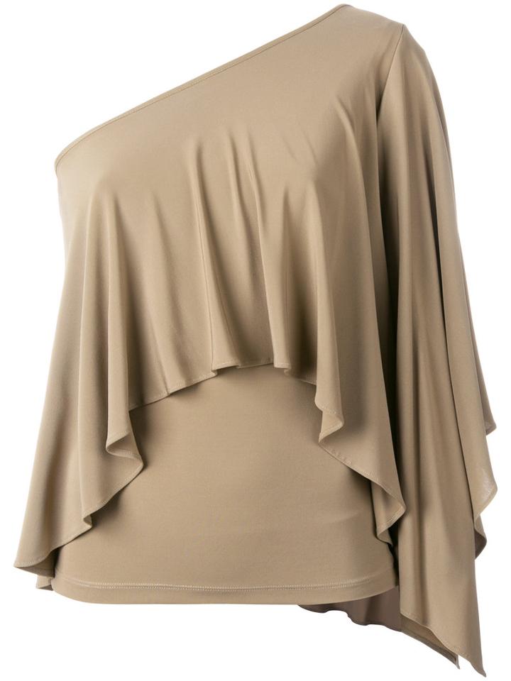 Plein Sud Ruffled One-shoulder Top, Women's, Size: 38, Nude/neutrals, Viscose/spandex/elastane