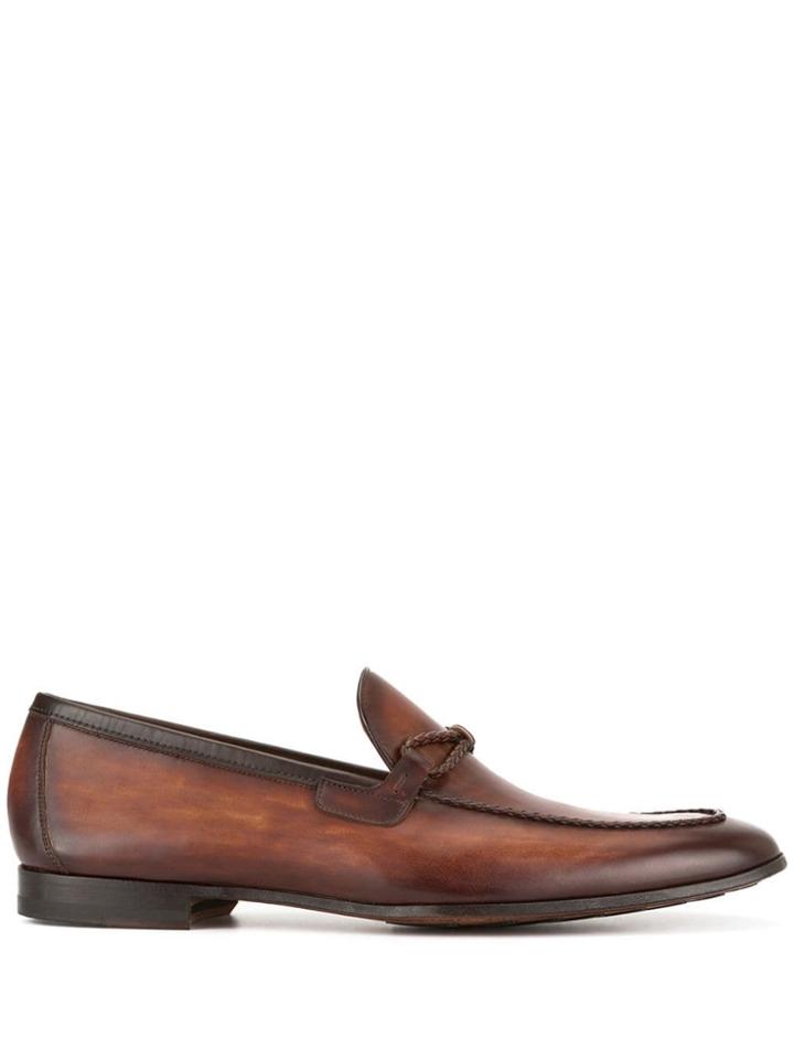 Magnanni Woven Trim Loafers - Brown