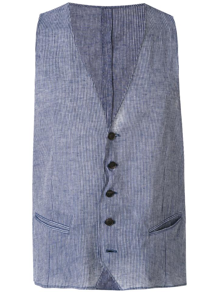 Emporio Armani Micro-striped Gilet - Blue