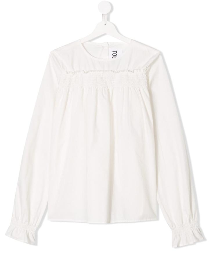 Touriste Teen Shirred Panel Blouse - White