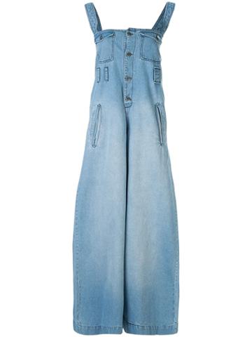Pony Stone Wide-leg Overalls - Blue