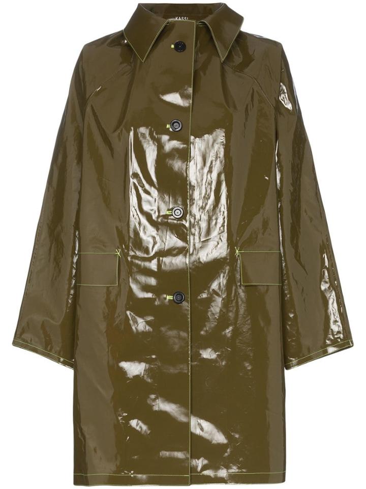 Kassl Single-breasted Vinyl Coat - Green