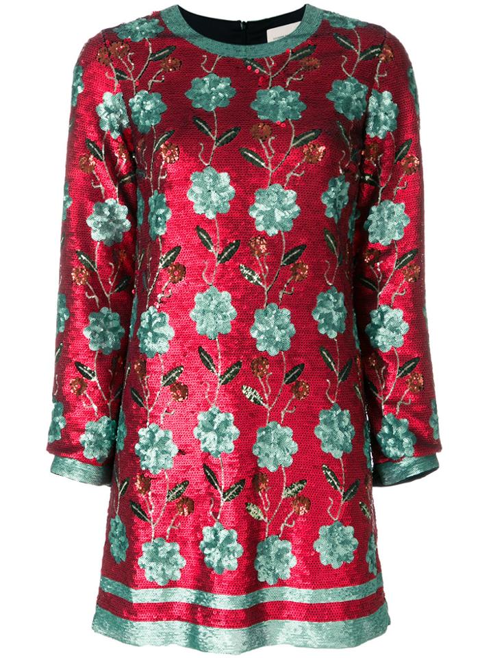 Giuseppe Di Morabito Floral Patterned Sequin Embellished Dress - Red