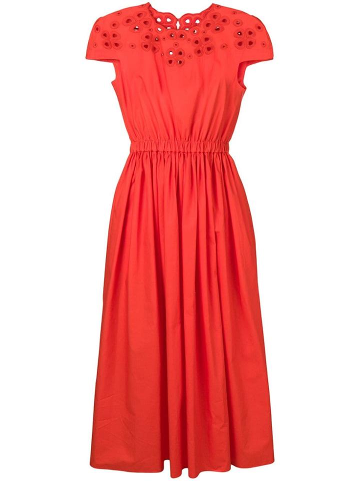 Fendi Eyelet Detailed Dress - Orange
